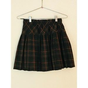 Plaid Mini Skirt - Black and Orange